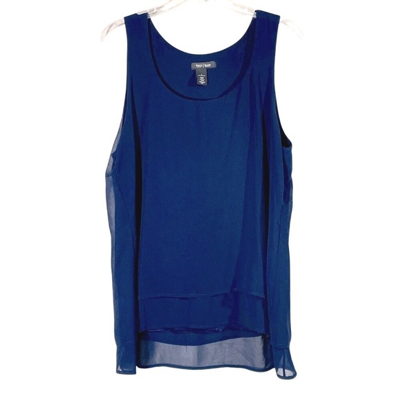 White House Black Market Tops - White House Black Market Navy Sheer Overlay Tank Top Blouse‎ Size L